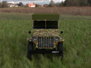 full w chassis jeep willys mb military camo hdri 3D Model