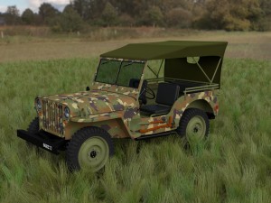 full w chassis jeep willys mb military camo hdri Model 3D