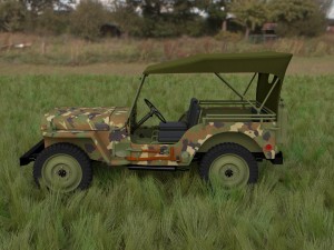 full w chassis jeep willys mb military camo hdri Model 3D
