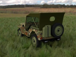 full w chassis jeep willys mb military camo hdri 3D Model