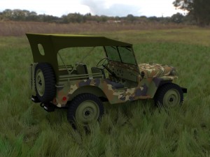 full w chassis jeep willys mb military camo hdri Model 3D