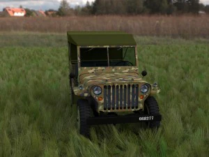 full w chassis jeep willys mb military camo hdri 3D Model
