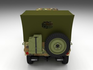 full w chassis jeep willys mb military camo hdri Model 3D