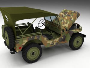 full w chassis jeep willys mb military camo hdri Model 3D
