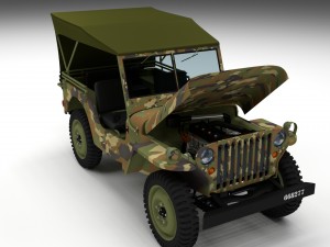full w chassis jeep willys mb military camo hdri Model 3D