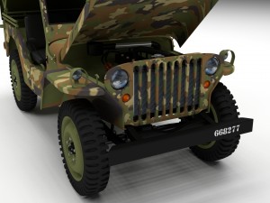 full w chassis jeep willys mb military camo hdri Model 3D