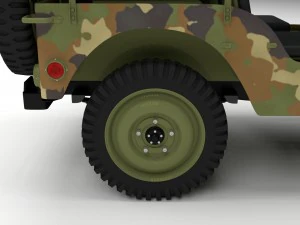 full w chassis jeep willys mb military camo hdri 3D Model