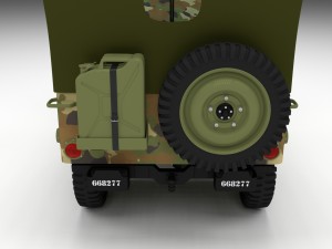 full w chassis jeep willys mb military camo hdri Model 3D