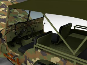 full w chassis jeep willys mb military camo hdri 3D Model