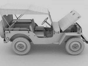 full w chassis jeep willys mb military camo hdri 3D Model