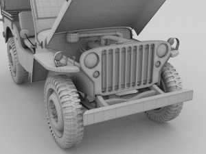 full w chassis jeep willys mb military camo hdri Model 3D