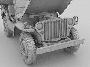full w chassis jeep willys mb military camo hdri 3D Model