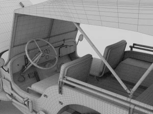 full w chassis jeep willys mb military camo hdri 3D Model