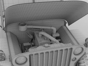 full w chassis jeep willys mb military camo hdri 3D Model