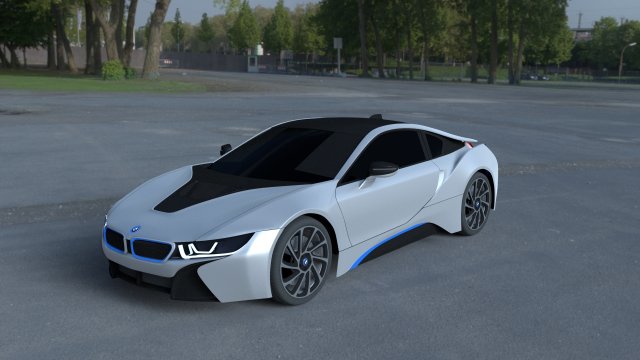 bmw i8 white hdri Modèle 3D .c4d .max .obj .3ds .fbx .stl .blend 