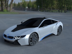 bmw i8 white hdri 3D मॉडल