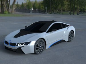 bmw i8 putih hdri Model 3D
