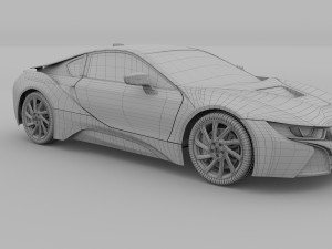 bmw i8 white hdri Modèle 3D