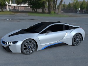 bmw i8 white hdri Modèle 3D