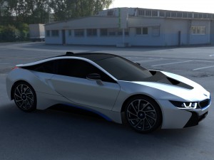bmw i8 white hdri Modèle 3D