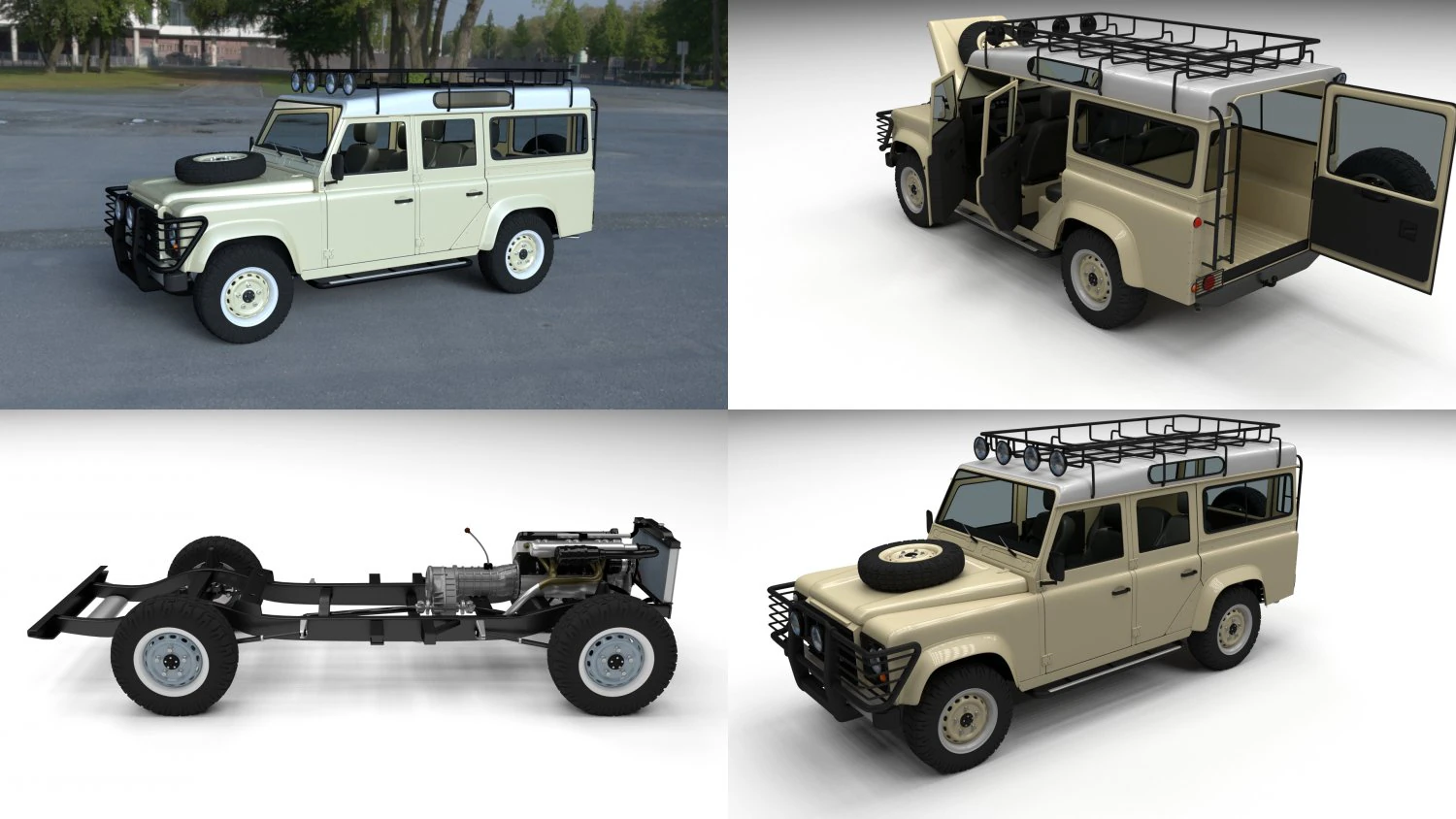 land rover defender 110 station wagon hdri 3D Model .c4d .max .obj .3ds .fbx .stl .blend 