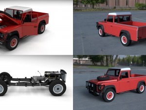 land rover defender 110 pick up hdri 3D Model
