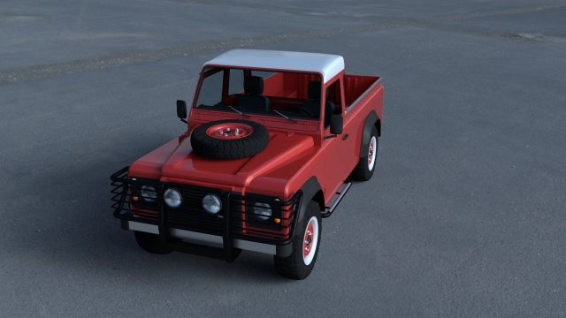land rover defender 110 pick up w interior hdri 3D Модель .c4d .max .obj .3ds .fbx .stl .blend 