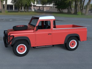 land rover defender 110 pick up w interior hdri 3D Модель