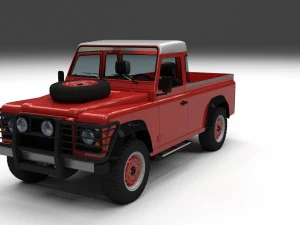 land rover defender 110 pick up w interior hdri 3D Model