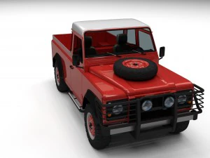 land rover defender 110 pick up w interior hdri 3D Model