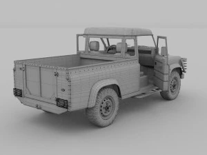 land rover defender 110 pick up w interior hdri 3D Model