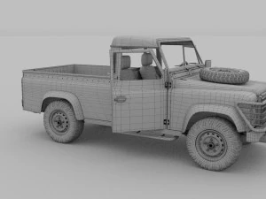 land rover defender 110 pick up w interior hdri 3D Model