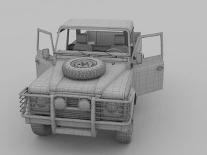 land rover defender 110 pick up w interior hdri 3D Model