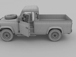 land rover defender 110 pick up w interior hdri 3D Model