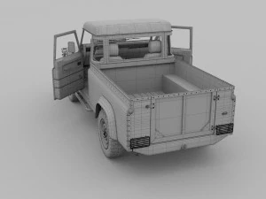 land rover defender 110 pick up w interior hdri 3D Model