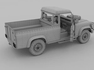 land rover defender 110 pick up w interior hdri 3D Model