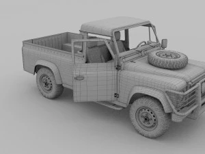 land rover defender 110 pick up w interior hdri 3D Model