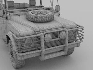 land rover defender 110 pick up w interior hdri 3D Model