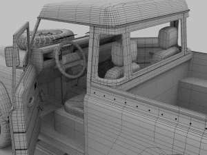 land rover defender 110 pick up w interior hdri 3D Model
