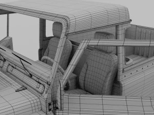 land rover defender 110 pick up w interior hdri 3D Model