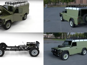 land rover defender 110 hard top w chassis hdri 3D Model