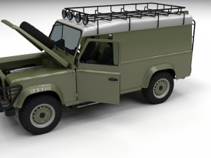 land rover defender 110 hard top w chassis hdri 3D Model