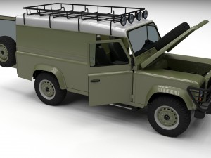 land rover defender 110 hard top w chassis hdri 3D Model