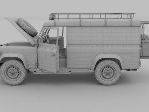 land rover defender 110 hard top w chassis hdri 3D Model