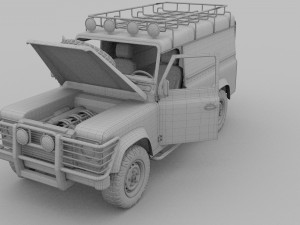 land rover defender 110 hard top w chassis hdri 3D Model