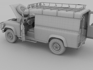 land rover defender 110 hard top w chassis hdri 3D Model