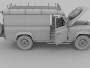 land rover defender 110 hard top w chassis hdri 3D Model