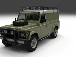 land rover defender 110 hard top w interior hdri Modello 3D