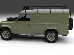 land rover defender 110 hard top w interior hdri Modello 3D