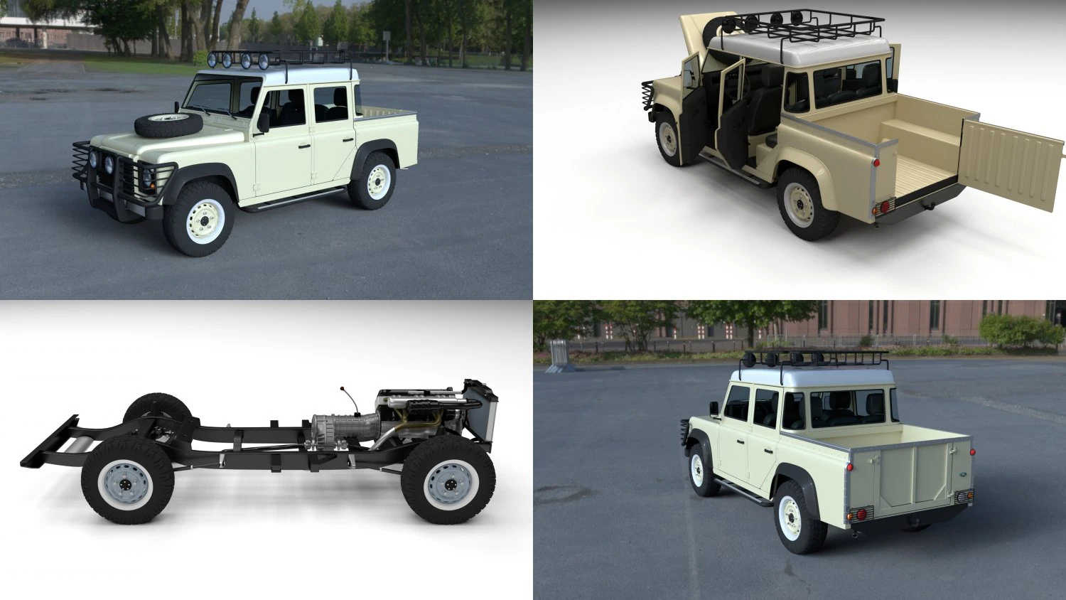 full land rover defender 110 double cab pick up hd 3D Model .c4d .max .obj .3ds .fbx .stl .blend 
